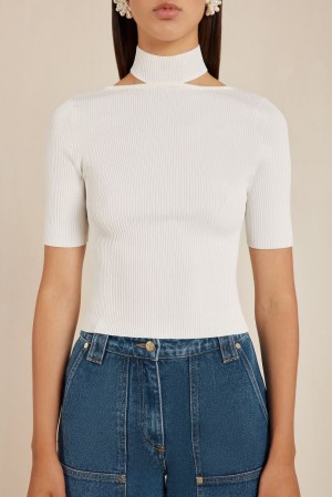 Top Cult Gaia Brianna Knit Białe | PE7563240