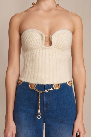 Top Cult Gaia Ellison Knit Białe | VN2319586