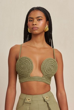 Top Cult Gaia Viviana Crochet Zielone | VB7038416