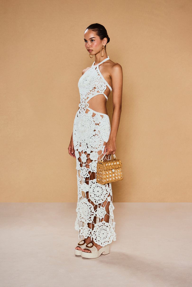 Sukienka Cult Gaia Accalia Crochet Gown Białe | WO6073159